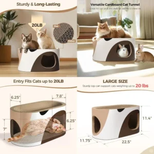 Big Cat Scratcher Lounge, Corrugated Cardboard Cat Scratcher House with Hole, Large Scratching Lounger Bed, Cat Scratching Pad o