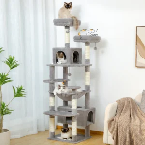 Large Cat Tree and Tower for Indoor Cats With Sisal-Covered Scratching Posts Spacious Hammock Padded Perches and Condos Cat Toys