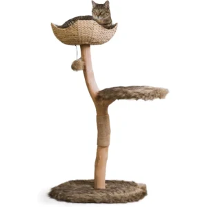 Wooden Cat Tree Tower, Modern Single Branch Wood Cat Tree, Cat Climbing, Furniture for , Gift,