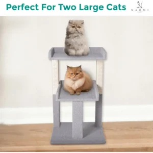 Home 2-Tier Gray Cat Tree Tower for Large Cats – Sturdy & Stable Cat Condo with Sisal Scratching Posts, Compact Vertica lDesign