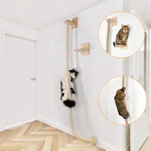 Cat Climbing Shelf and Rope Tree Wall Mounted Scratching Post Sisal Rope Lounging Interactive Play Toys Gym for Indoor Cats