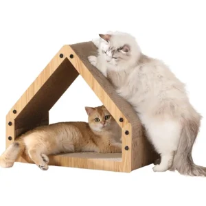 Cat Scratcher House, Cozy Cardboard Design, Safe and Secure for Kittens, EcoFriendly, 16.14 in Bevelled Surface, Maximum Load Ca