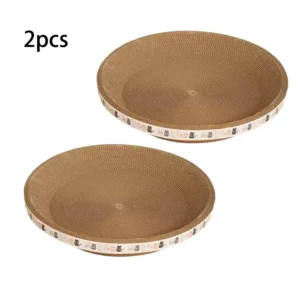 2PCS Cat Scratcher Cardboard Round Oval Cat Scratch Pad Bowl Nest for Indoor Cats Grinding Claw Round Cat Scratching Board