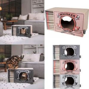 - Cardboard Cat Scratcher - 55 x 29 x 30 cm - White, Black and Pink - Color: Pink