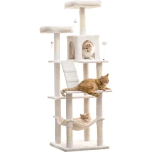 70.1-Inch Large Cat Tree, Multi-Level Tall Cat Tower for Indoor Cats, Plush Cat Condo with Big Padded Perches, Sisal-Covered