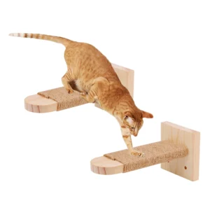 Wooden Cat Wall Steps Climbing Kitten Ladder With Sisal Rope Scratching Post Scratcher Tree Pet Furniture For Indoor Cats