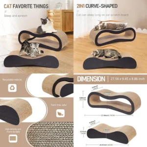 2 in 1 Large Cardboard Cat Scratcher Lounger，Cat Scratching Board or Indoor Cats,100% Recyclable&Reversible Horizontal Scratchin