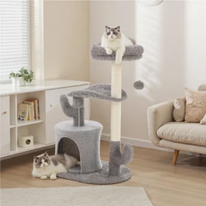 JHK 33IN Cat Tree Tall Multi-Level Tower for Indoor Pet Furniture Stable Kitty Play House with Sisal Scratching Post for Home
