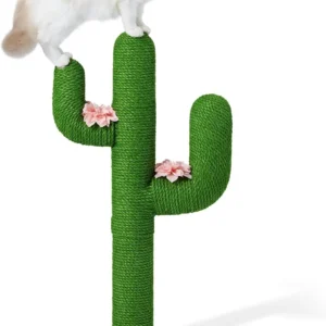 Large Cactus Cat Scratching Post with Jute Rope, 41.3 Inch Tall Cat Tree for Indoor Cats and Kittens
